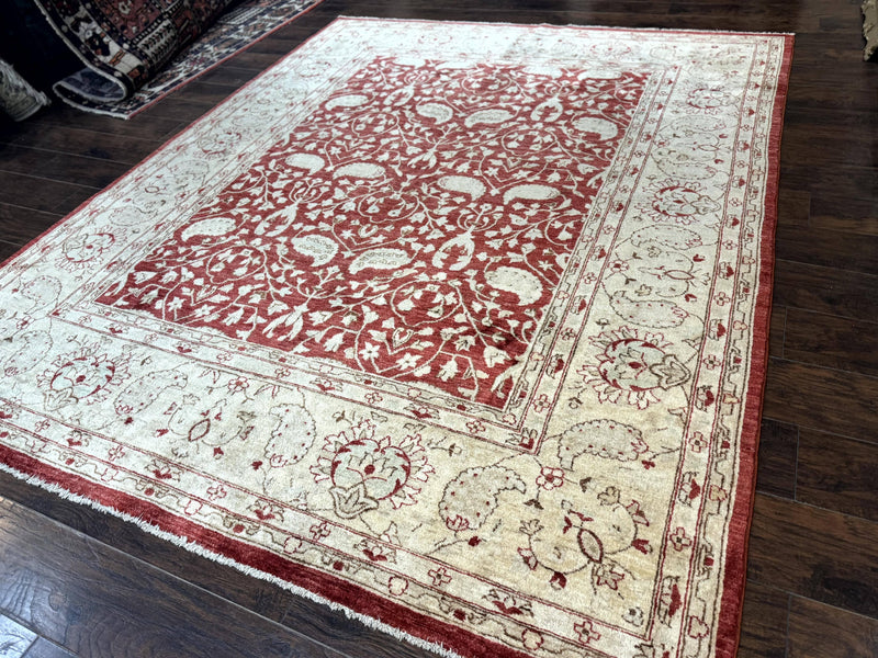 Pakistani Chobi Rug 8x10, Red, Handmade