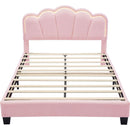 2-Pieces Bedroom Sets Full Size Flower-Shaped Upholstered LED Platform Bed with Storage Ottoman-Sherpa Fabric, Pink