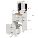 Compact 3 In 1 Vanity Desk With Open Top Mirror, Glass Desktop, 5 Height - White by HouseOfZazla