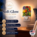 Flower Ceramic Night Light Compact, UL-Certified, Ideal for Bedroom, Bathroom, Nursery, Hallway, Kitchen, 6x4x3, Multicolor
