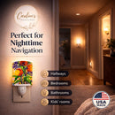 Flower Ceramic Night Light Compact, UL-Certified, Ideal for Bedroom, Bathroom, Nursery, Hallway, Kitchen, 6x4x3, Multicolor