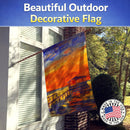 Sunset at the Dock House Flag 28x40 Porch Sleeve Pole Decorative Outside Yard Banner Artwork Wall Hanging, Polyester