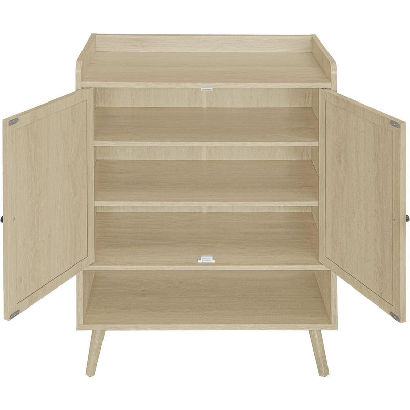 2 Door Shoe Rack, Freestanding Modern Shoe Storage Cabinet, for Entryway