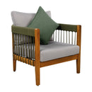 Acacia Wood Outdoor Club Chair with Handwoven Rope Accents