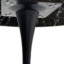 42.12" Modern Round Dining Table with Printed Black Marble Table Top, Metal Base Dining Table, End Table Leisure Coffee Table