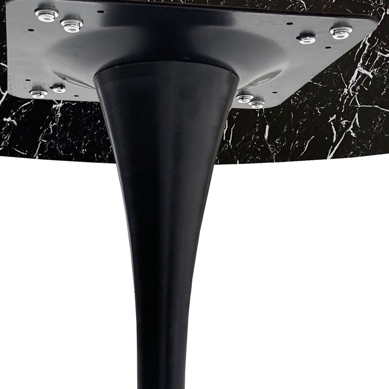 42.12" Modern Round Dining Table with Printed Black Marble Table Top, Metal Base Dining Table, End Table Leisure Coffee Table