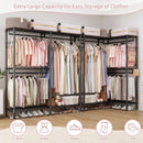 L-Shaped Garment Rack with Adjustable Shelves & 3 Hanging Rods