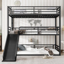 Full Over Full Over Full Bunk Bed with Slide