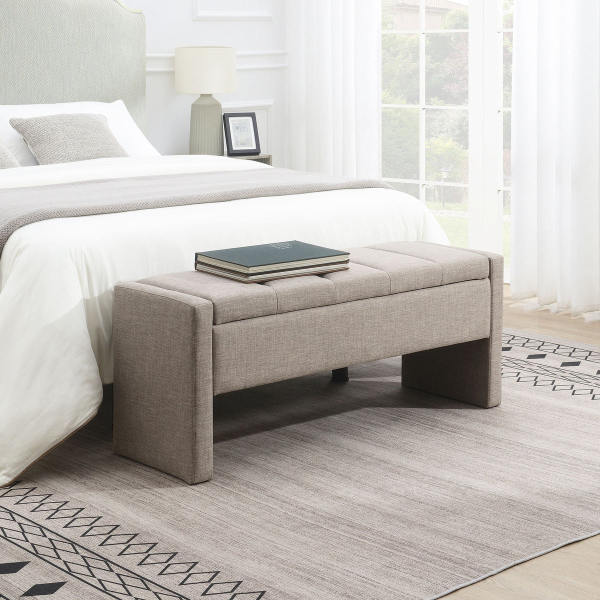 Modern Upholstered Large Bed End Bench With Storage, photo 11 of 20