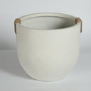 Round Concrete Planter Set of 2, Large Handmade Off White Pots