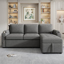 Convertible L Shaped Sofa Couch With Storage, Cup Holders, USB Ports by HouseOfZazla