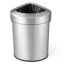 60L Stainless Corner Steel Trash Bin with Lid and Anti-slip Bottom-Silver by LJGDeals