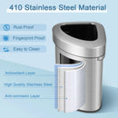 60L Stainless Corner Steel Trash Bin with Lid and Anti-slip Bottom-Silver by LJGDeals