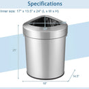 60L Stainless Corner Steel Trash Bin with Lid and Anti-slip Bottom-Silver by LJGDeals