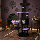60" Gothic Cat Tower with Plush Perch and Hanging Toys