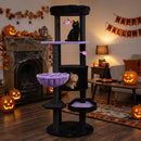60" Gothic Cat Tower with Plush Perch and Hanging Toys