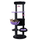 60" Gothic Cat Tower with Plush Perch and Hanging Toys