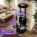 60" Gothic Cat Tower with Plush Perch and Hanging Toys