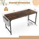 60 Inch Computer Desk with Charging Station Storage Bag by LJGDeals