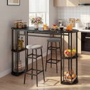 60 Inch Dining Table and 2 Upholstered Barstools with Faux Marble Tabletop by LJGDeals