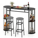 60 Inch Dining Table and 2 Upholstered Barstools with Faux Marble Tabletop by LJGDeals
