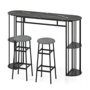 60 Inch Dining Table and 2 Upholstered Barstools with Faux Marble Tabletop by LJGDeals