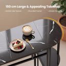 60 Inch Dining Table and 2 Upholstered Barstools with Faux Marble Tabletop by LJGDeals