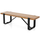 60 Inch Entryway Bench Rustic Farmhouse Wooden Shoe Rack with Metal Frame-Natural by LJGDeals