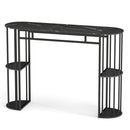 60 Inch Long Bar Table Narrow with Faux Marble Tabletop and Storage Shelves by LJGDeals