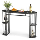 60 Inch Long Bar Table Narrow with Faux Marble Tabletop and Storage Shelves by LJGDeals
