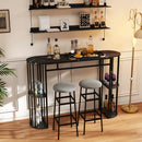 60 Inch Long Bar Table Narrow with Faux Marble Tabletop and Storage Shelves by LJGDeals