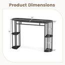 60 Inch Long Bar Table Narrow with Faux Marble Tabletop and Storage Shelves by LJGDeals