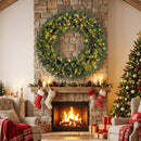 60 Inch Pre-Lit Artificial Christmas Wreath 200 LED Warm White Lights by LJGDeals