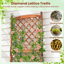 60 Inch Tall Raised Garden Bed with Diamond Lattice Trellis and Drainage Holes