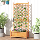 60 Inch Tall Raised Garden Bed with Diamond Lattice Trellis and Drainage Holes