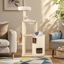 60 Inches Tall Cat Tree with 2-Story Condo and Sisal Scratching Posts-Natural by LJGDeals