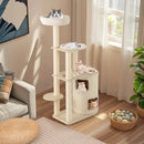 60 Inches Tall Cat Tree with 2-Story Condo and Sisal Scratching Posts-Natural by LJGDeals