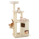 60 Inches Tall Cat Tree with 2-Story Condo and Sisal Scratching Posts-Natural by LJGDeals