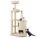 60 Inches Tall Cat Tree with 2-Story Condo and Sisal Scratching Posts-Natural by LJGDeals