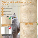 60 Inches Tall Cat Tree with 2-Story Condo and Sisal Scratching Posts-Natural by LJGDeals