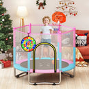 60 inch Kids Trampoline Toddler Recreational Trampoline with Basketball Hoop-Macaron by LJGDeals