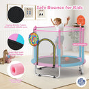 60 inch Kids Trampoline Toddler Recreational Trampoline with Basketball Hoop-Macaron by LJGDeals