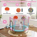 60 inch Kids Trampoline Toddler Recreational Trampoline with Basketball Hoop-Macaron by LJGDeals