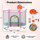 60 inch Kids Trampoline Toddler Recreational Trampoline with Basketball Hoop-Macaron by LJGDeals