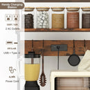 60 Inch Tall Microwave Stand with Open Shelves and 10 Hanging Hooks-Rustic Brown by LJGDeals