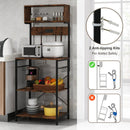 60 Inch Tall Microwave Stand with Open Shelves and 10 Hanging Hooks-Rustic Brown by LJGDeals