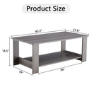 A modern and practical gray textured coffee table,tea table.Double layered coffee table made of MDF material,. Suitable for living room,bedroom and study room. 43.3"x21.6"x16.5" CT-16