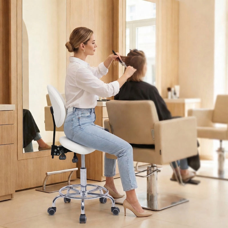 Saddle Stool Chair with Backrest - White, photo 10 of 10