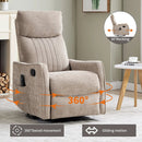 Khaki Heat Massage Manual Recliner Chair with Rocker and Swivel in Fabric for Living Room by HouseOfZazla