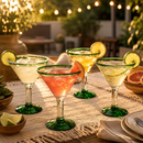 Mexican Hand Blown Martini & Margarita Glasses - Set of 4-10oz